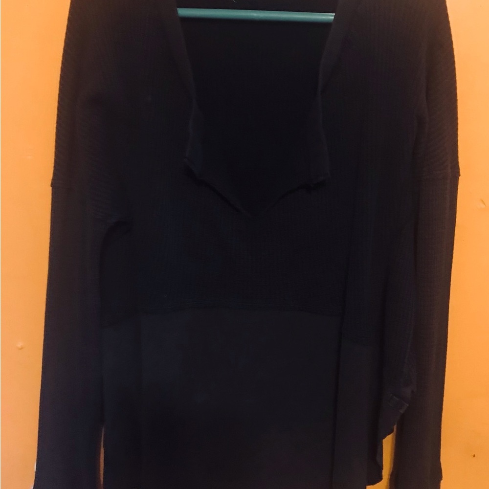 We The Free Brownish Black ( Brack/ espresso) V-Neck Sweater - Picture 2 of 6